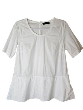 Piazza Sempione White Short Sleeve Peplum Top Size 10 Italy